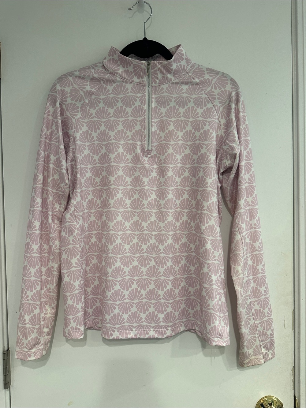 EUC Lady Hagen Pink Patterned Quarter- Zip Long Sleeve Golf Top, size M